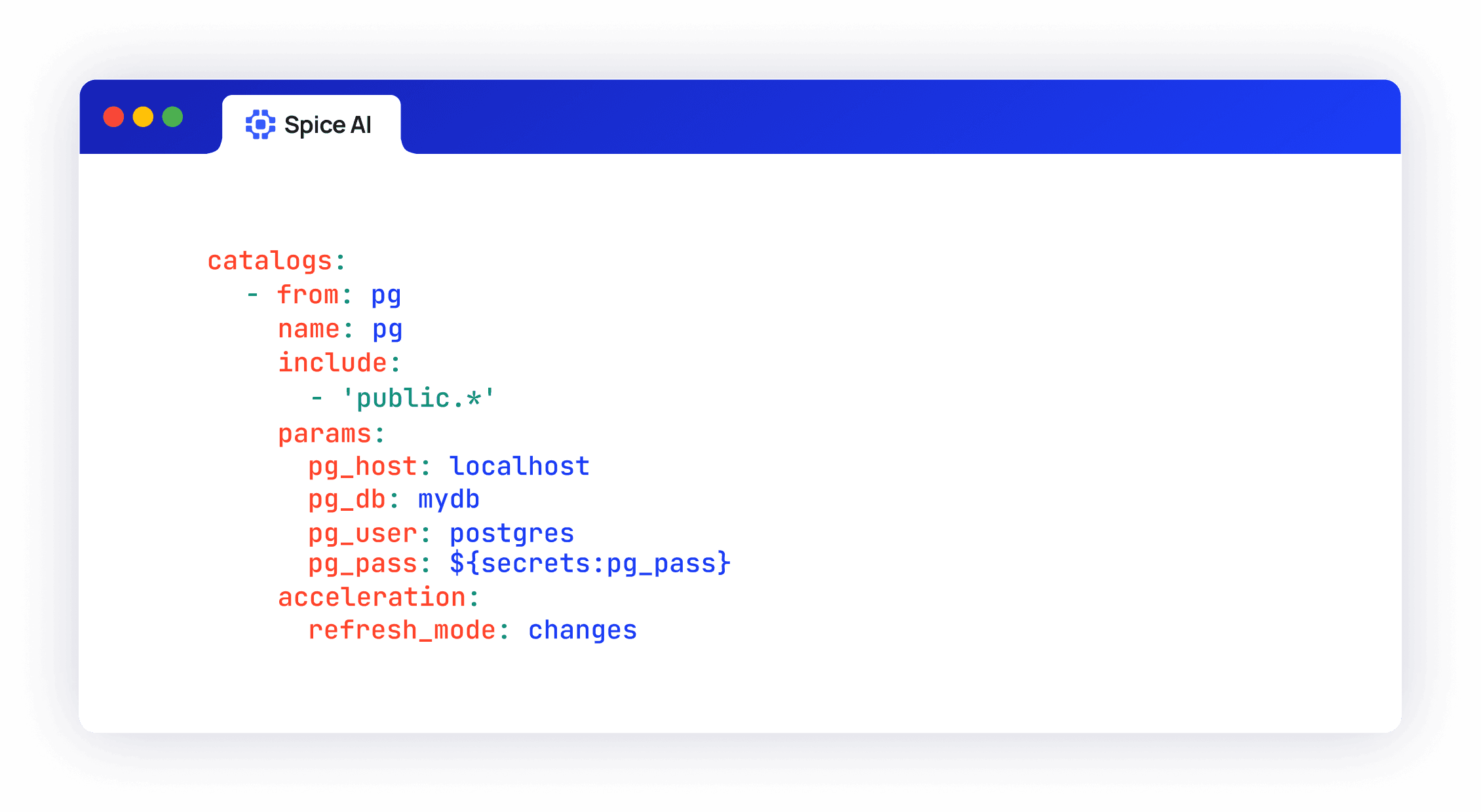 Spice PostgreSQL catalog refresh mode configuration
