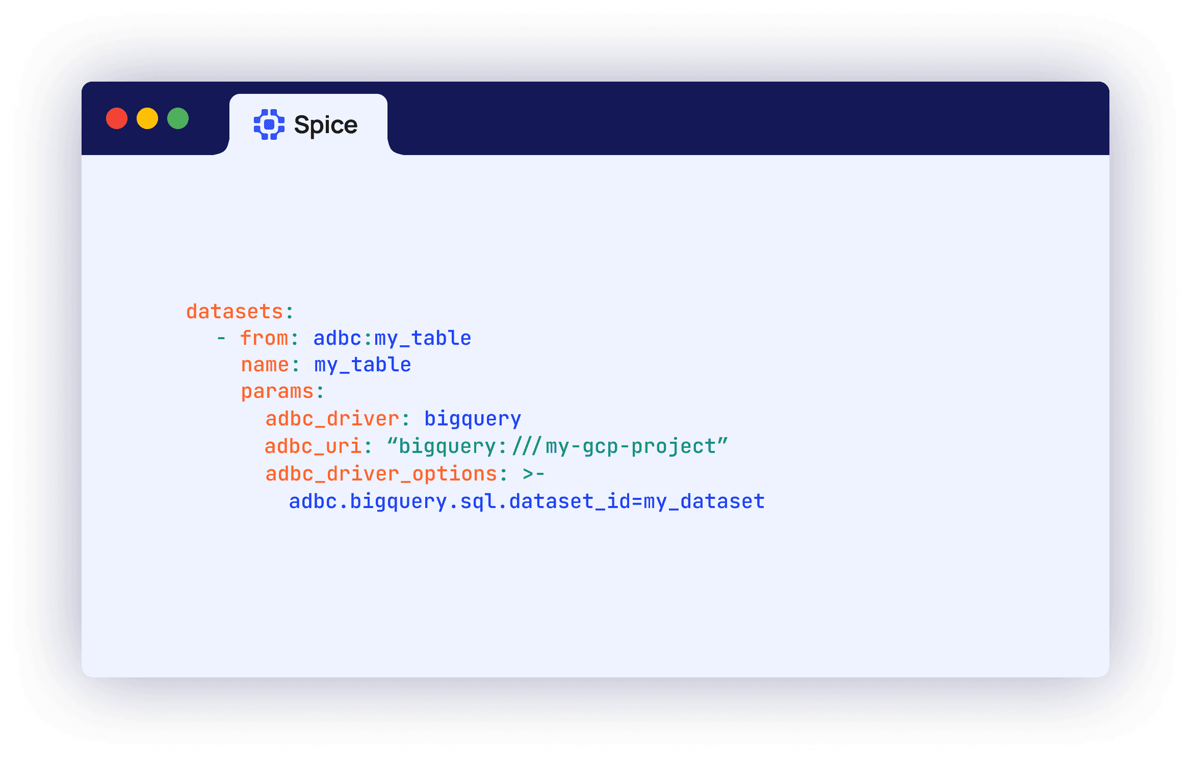 ADBC data connector and catalog in Spice
