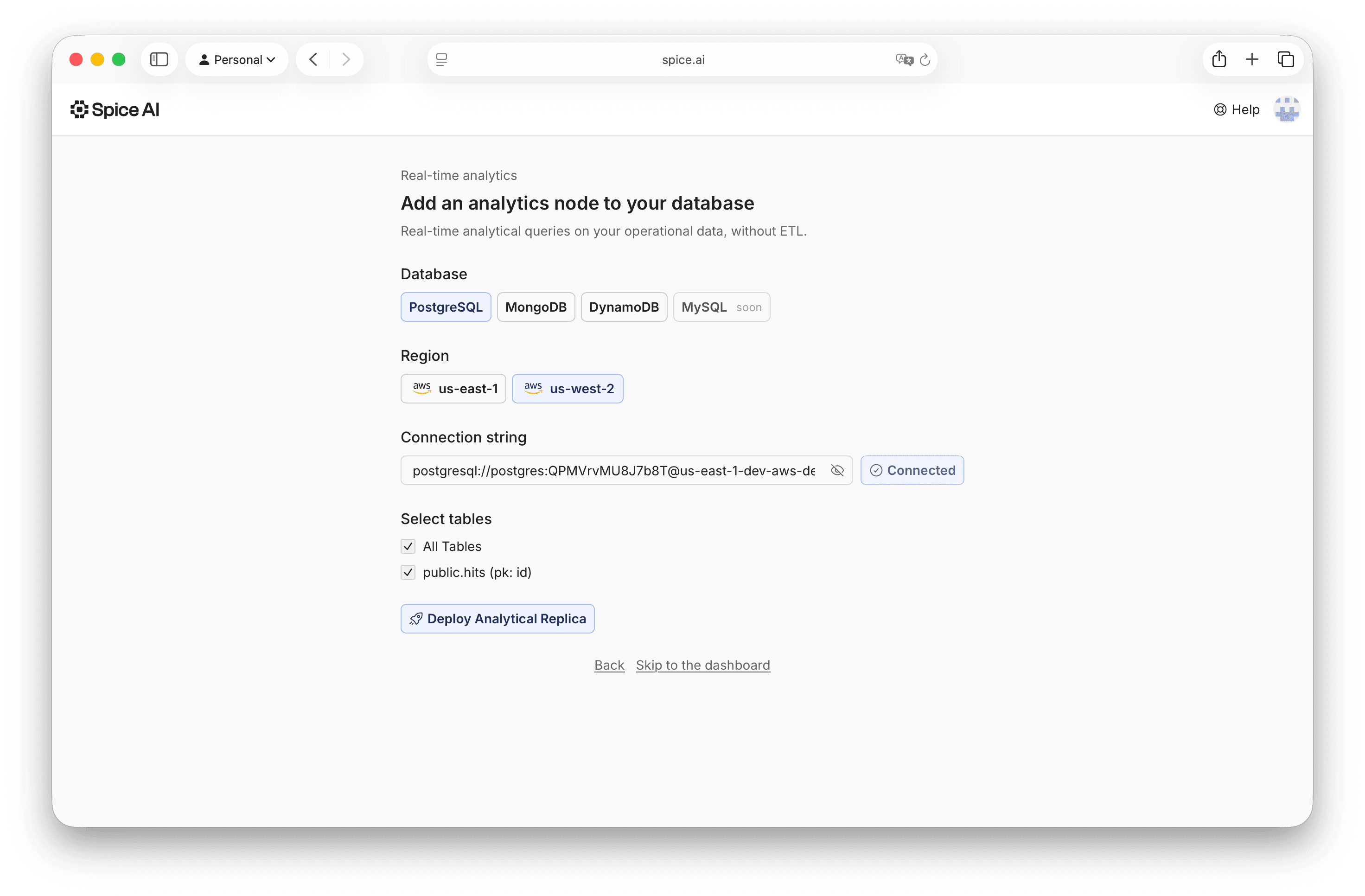 Spice Cloud add analytics node