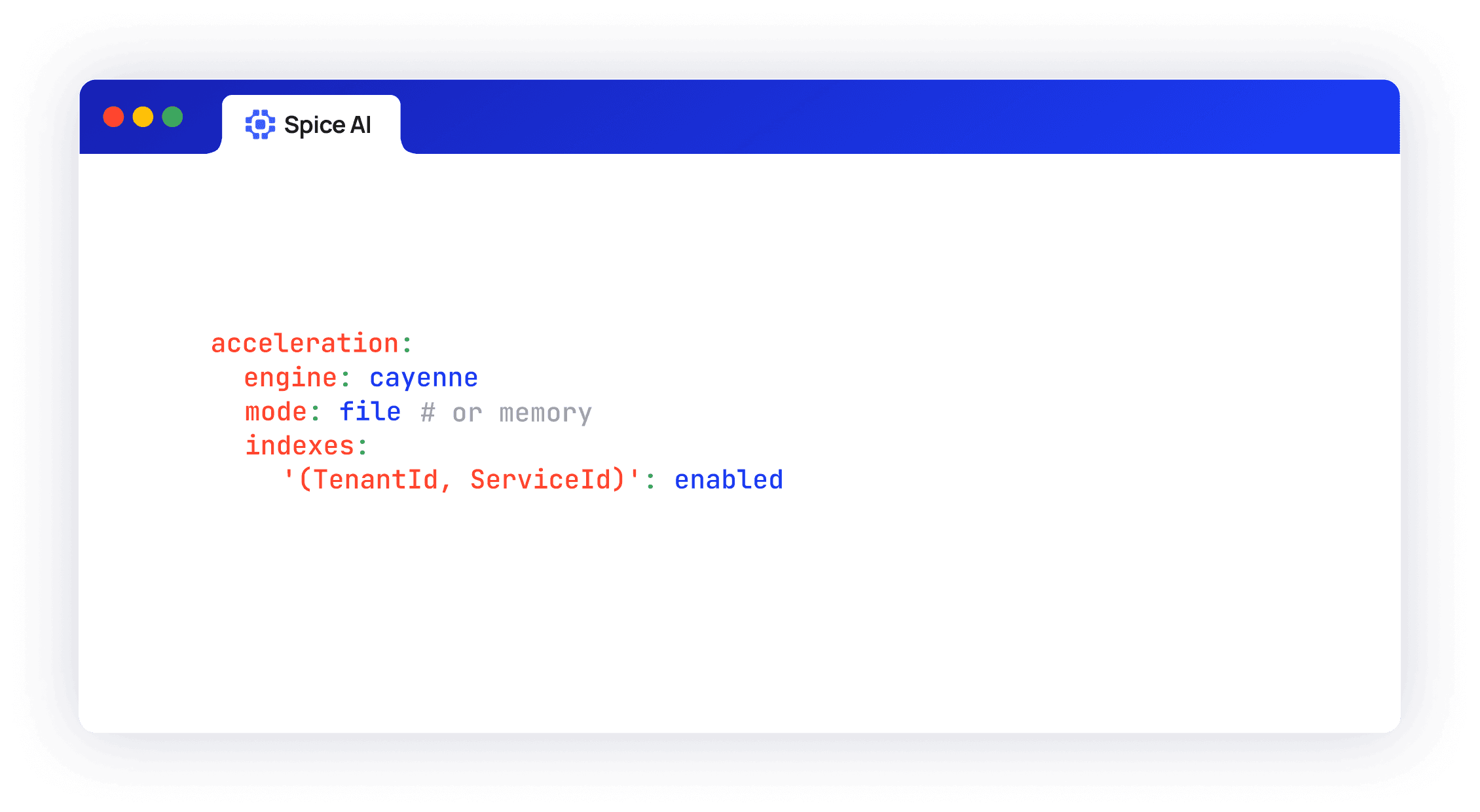 Cayenne acceleration configuration with secondary indexes enabled