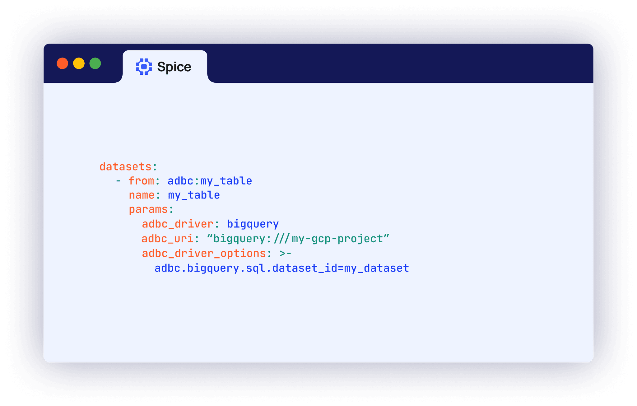 ADBC data connector and catalog in Spice