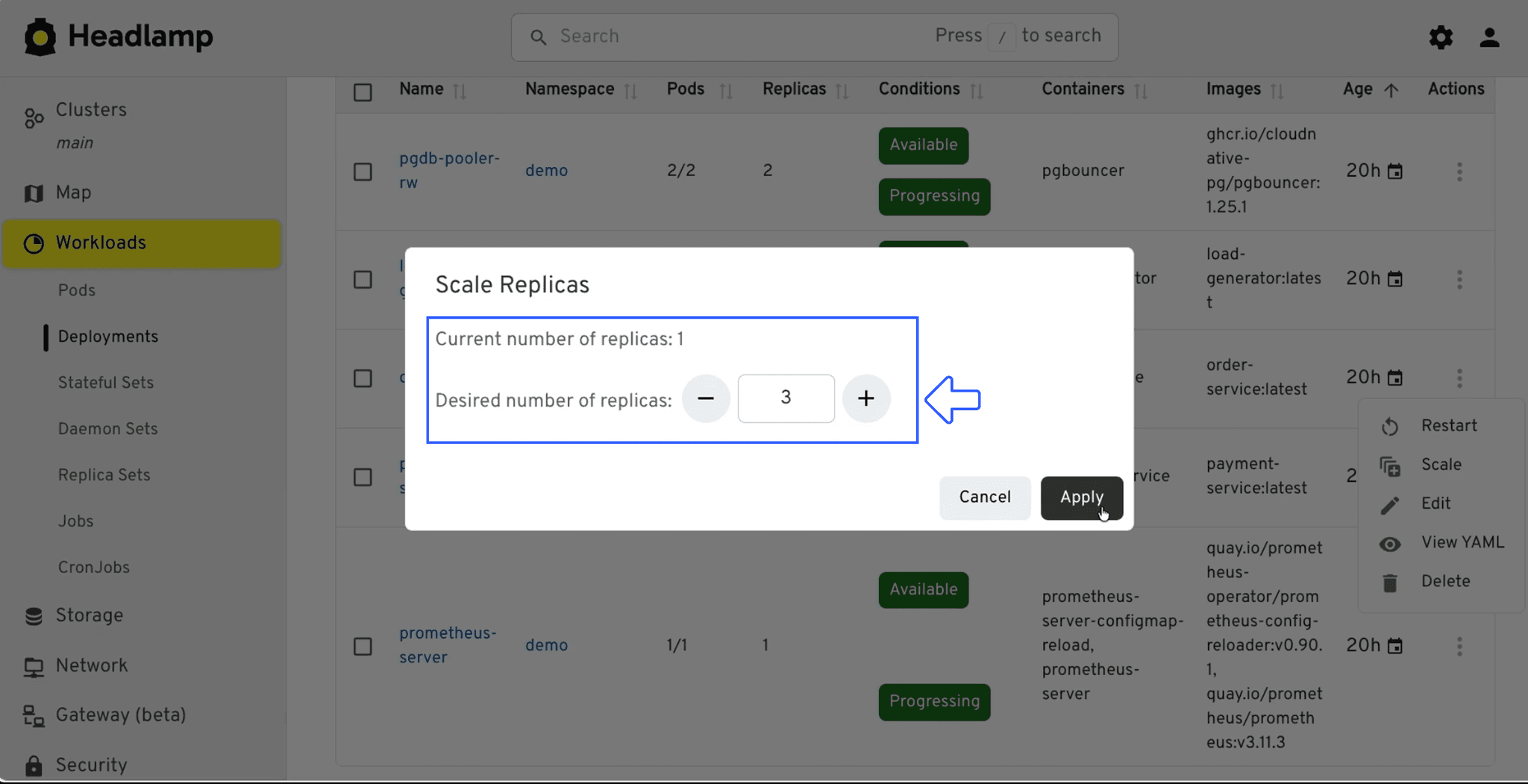 Human operator increasing service replicas in backend configuration