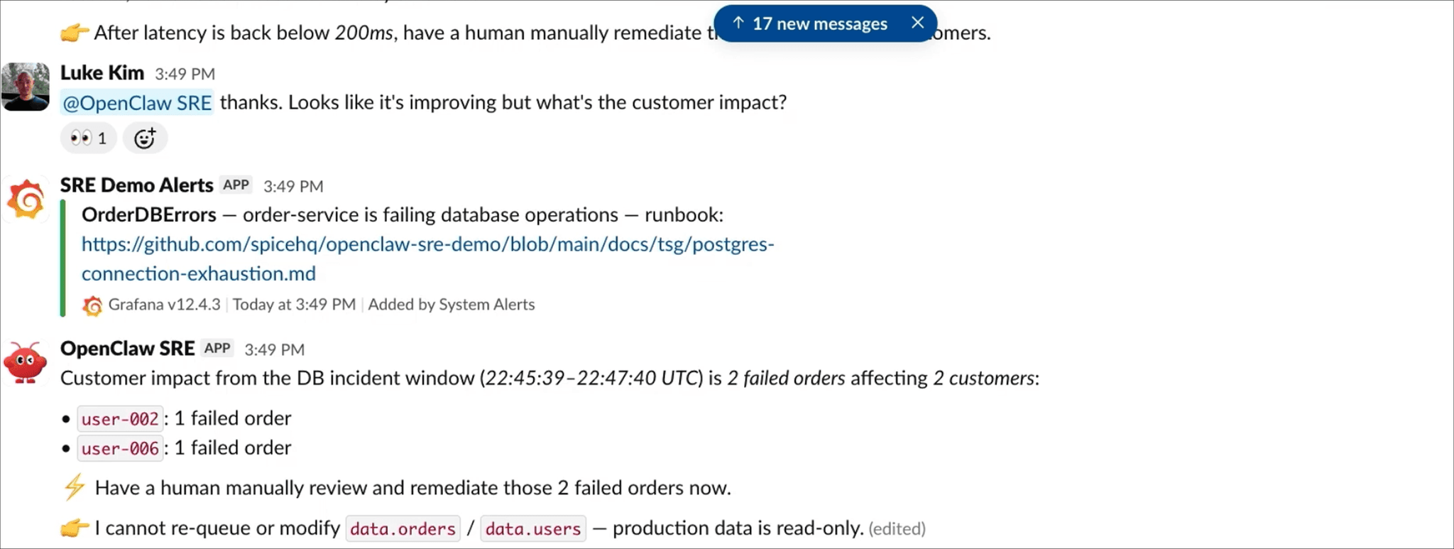 Customer impact dashboard