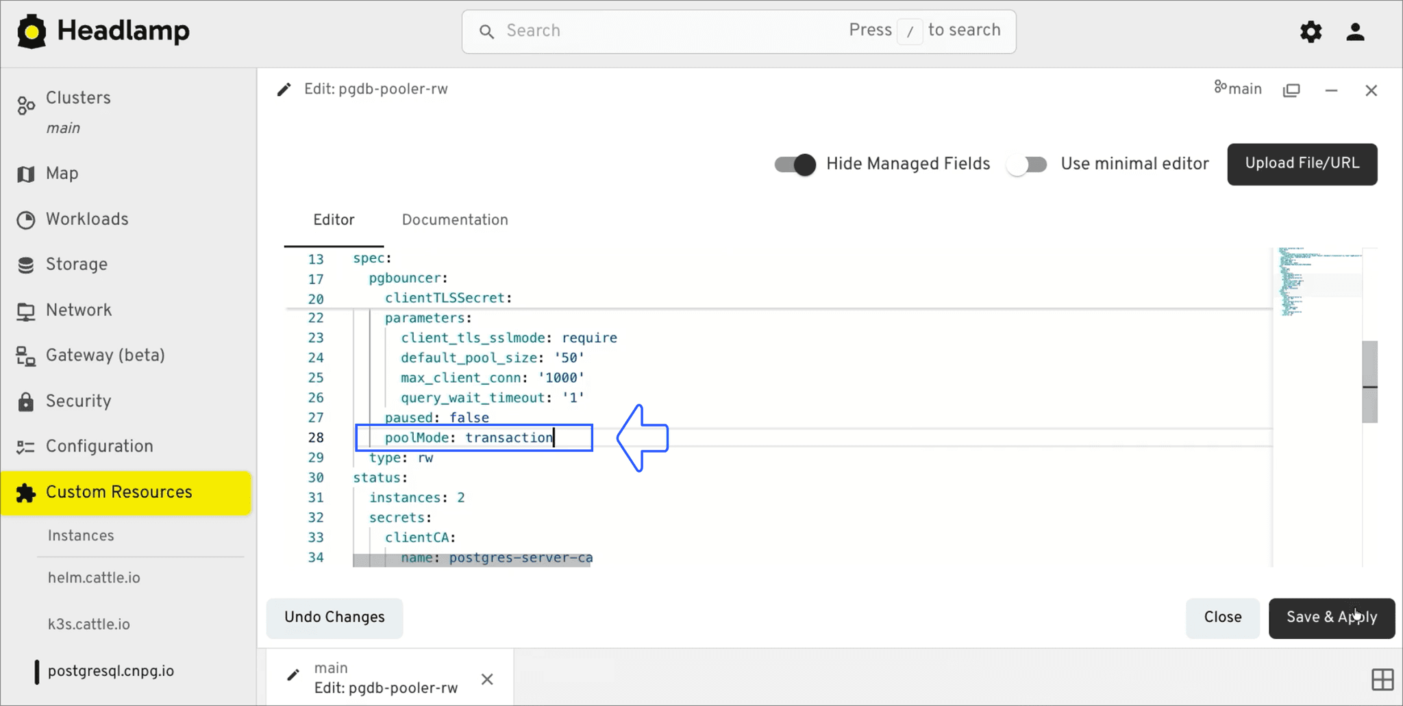 Transaction mode configuration change