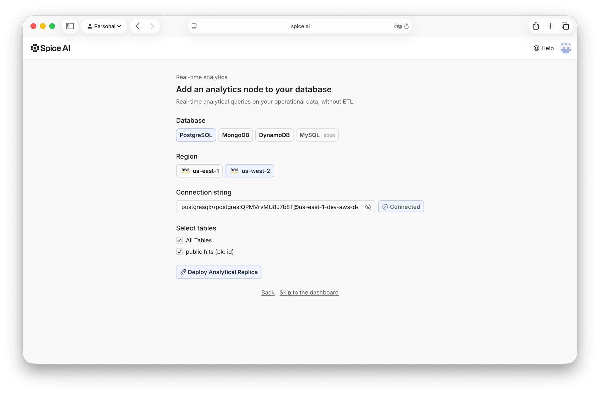Spice Cloud add analytics node