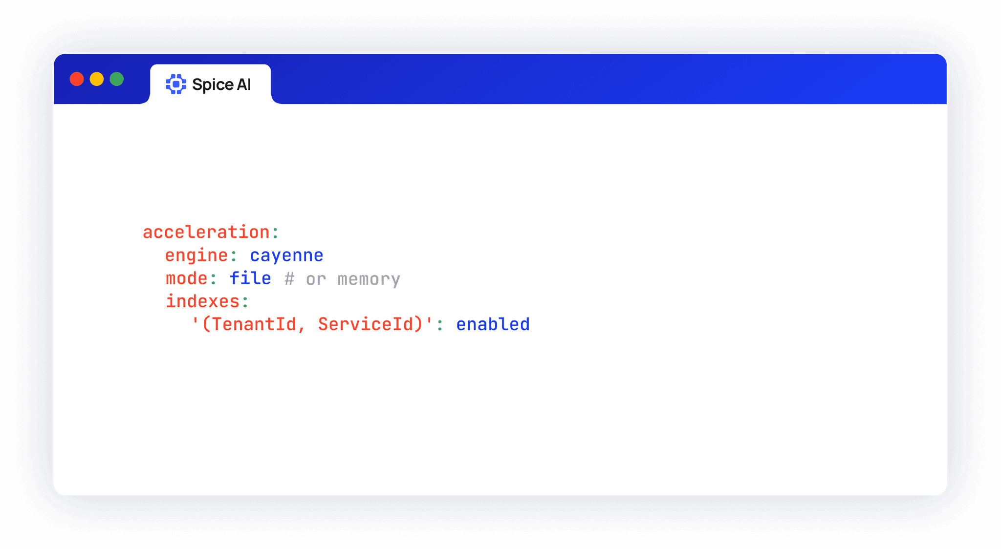 Cayenne acceleration configuration with secondary indexes enabled